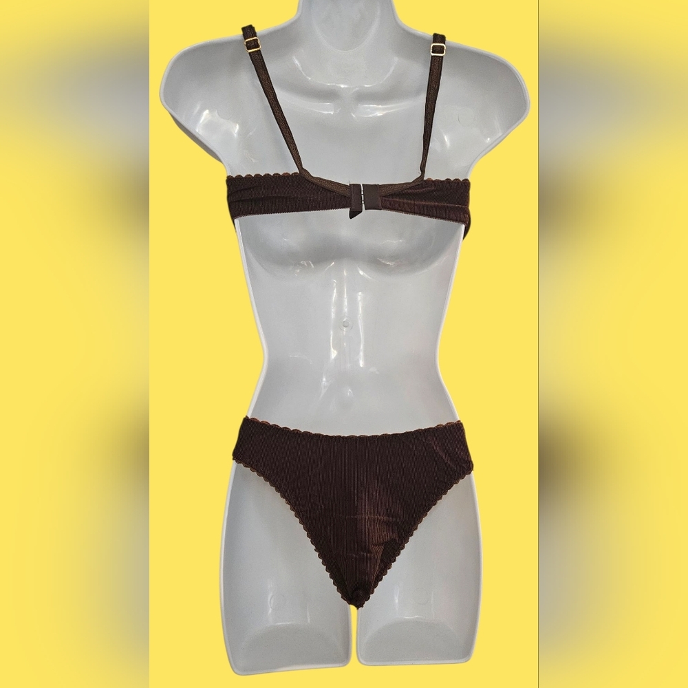 Brazilian Lycra Brown Lace Lingerie Set - Picture 5 of 6